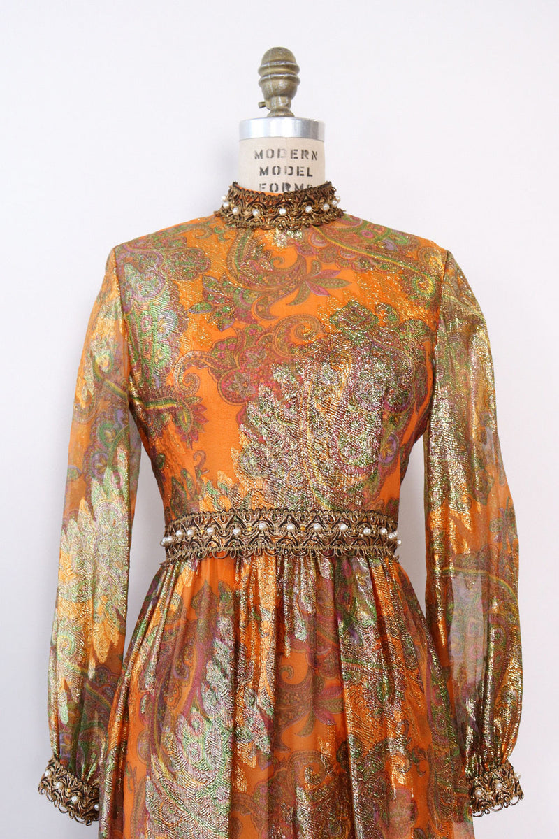 Oscar de la Renta 1960s Metallic Maxi Dress M