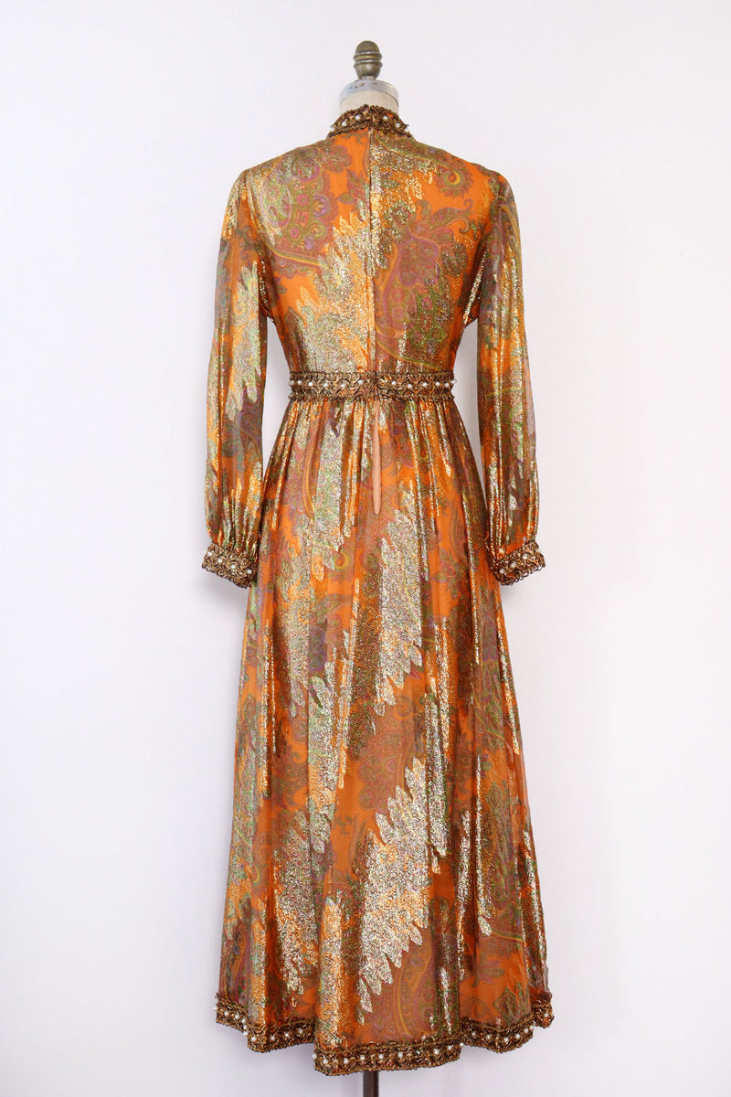 Oscar de la Renta 1960s Metallic Maxi Dress M