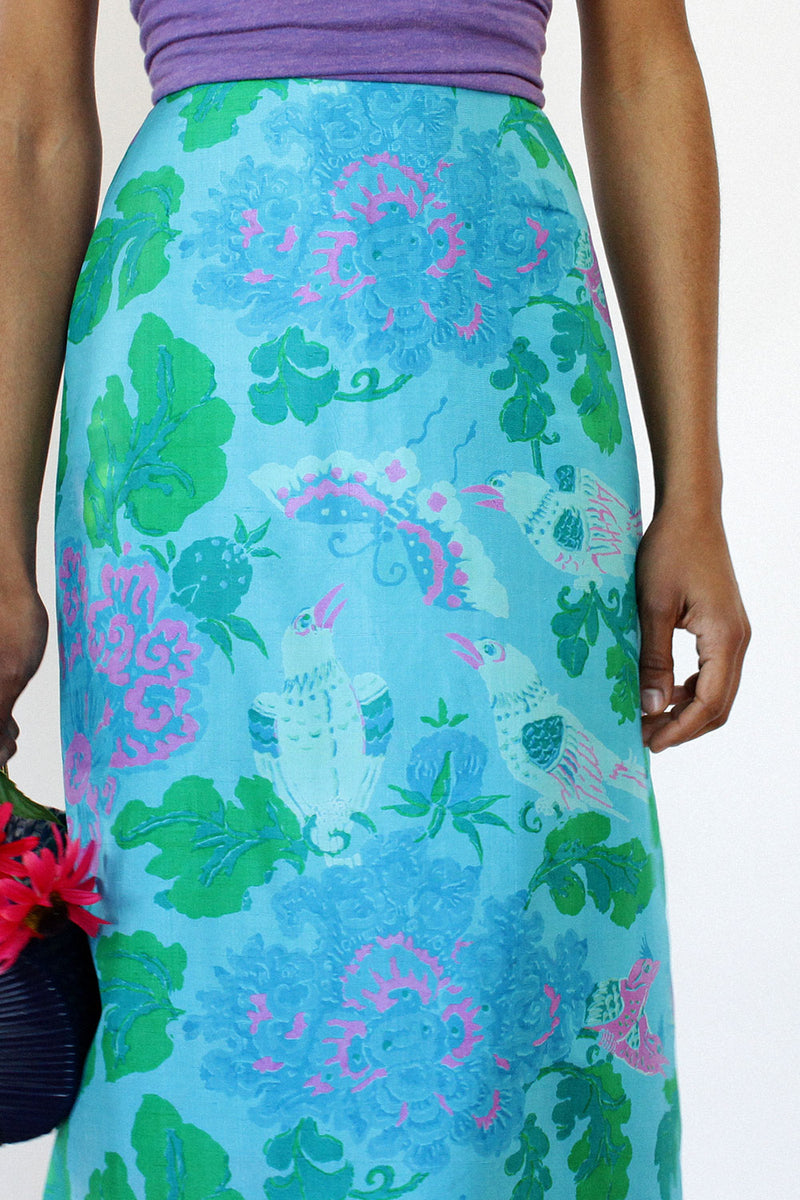 Calypso Raw Silk Maxi Skirt XS