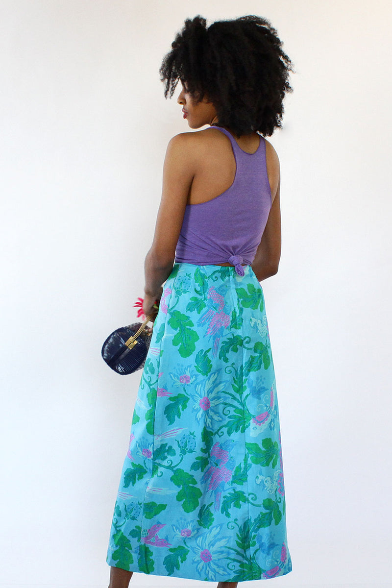 Calypso Raw Silk Maxi Skirt XS