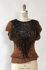 Leather Knit Fringe Shirt XS-L