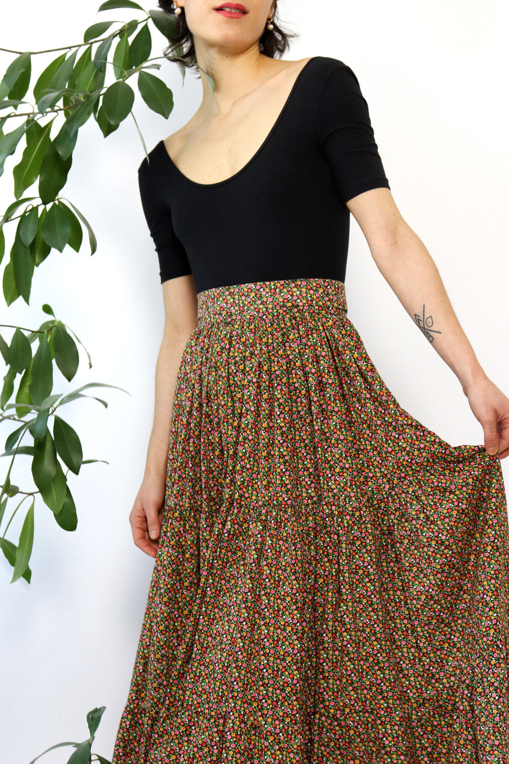 Ditsy Floral Full Sweep Skirt S