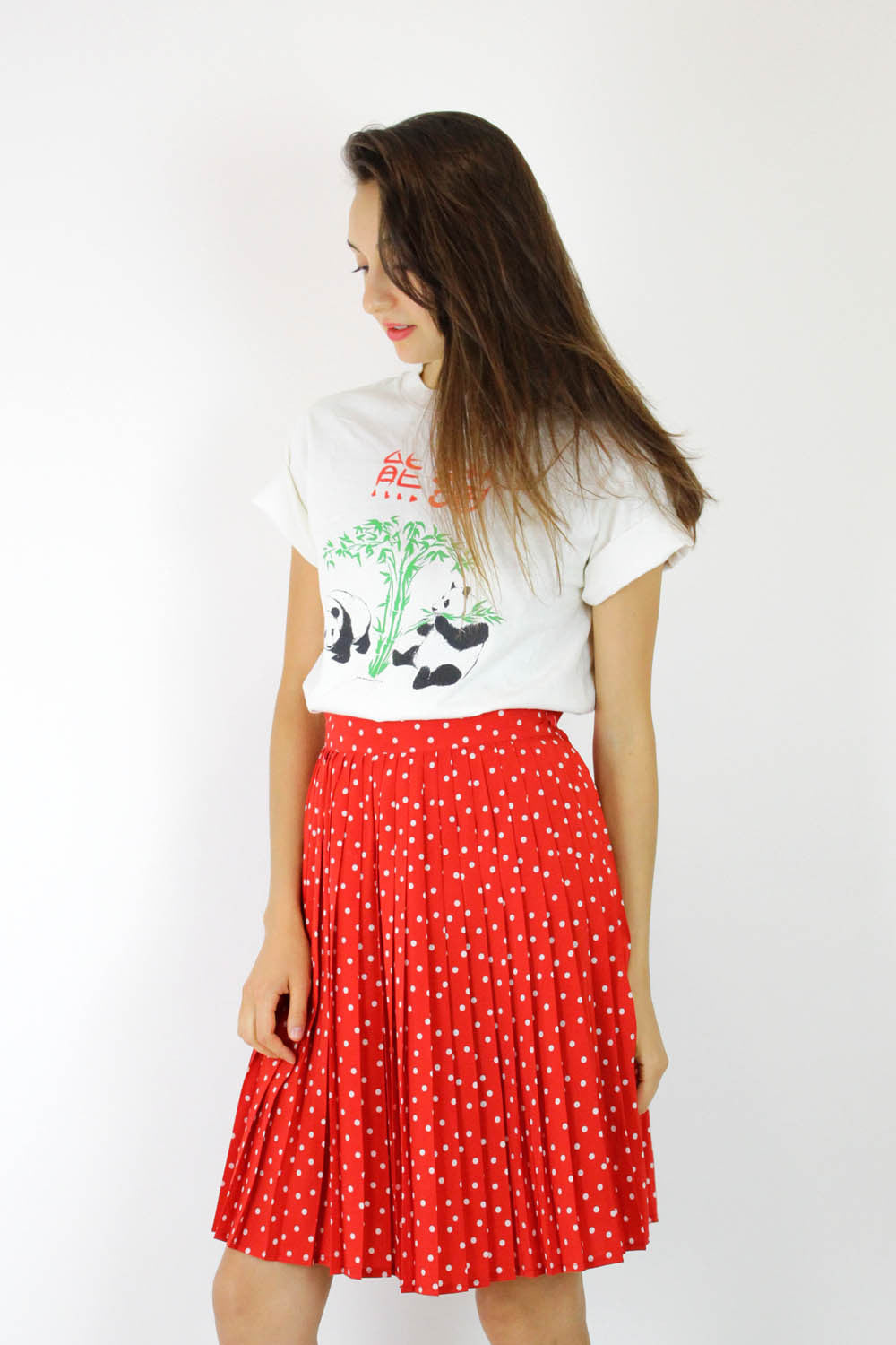 Polka Dot Pleat Skirt S