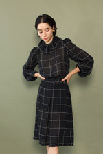 Windowpane Ruffle Dress XS/S
