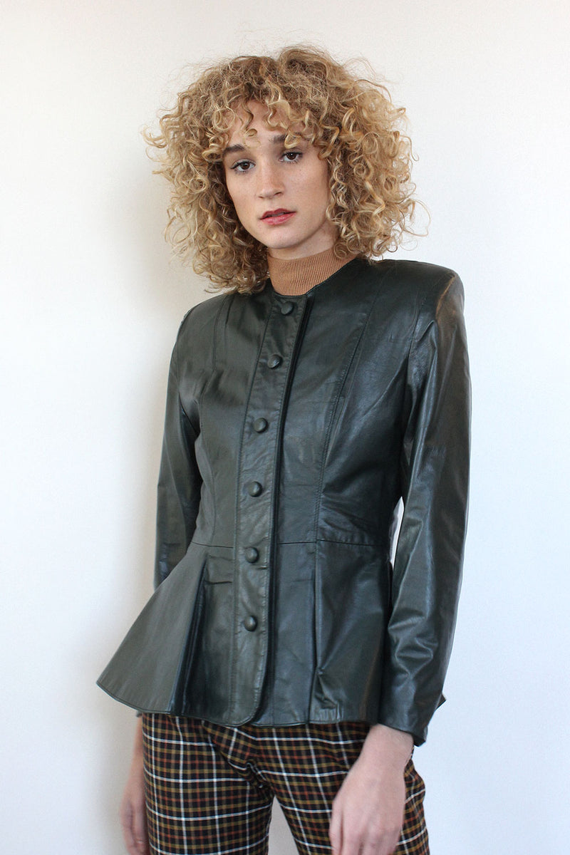 Ivy Leather Peplum Jacket XS/S