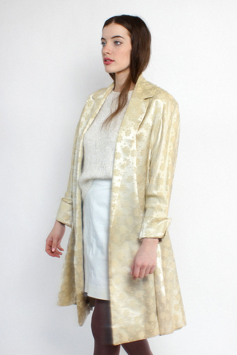 Ivory Brocade Flared Opera Jacket S/M