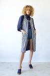 Navy Stripe Long Vest