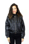 Ruched Leather Bomber Jacket M