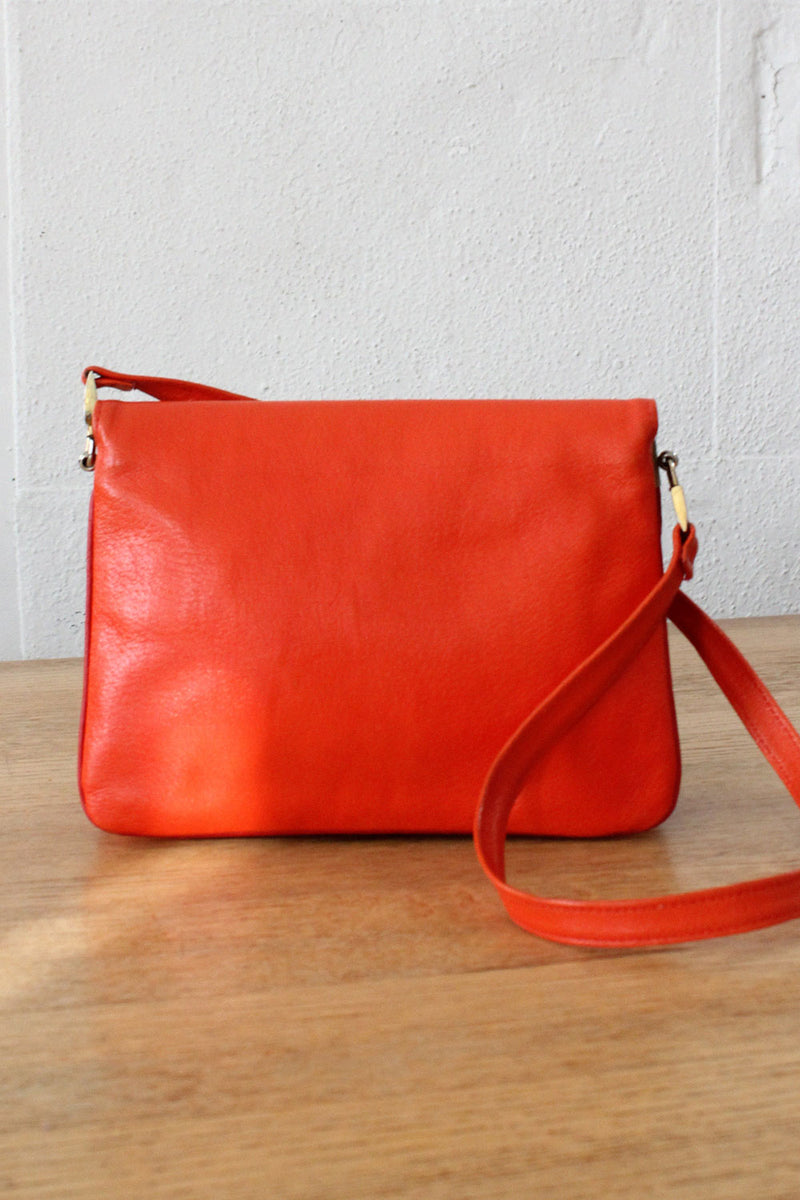 Tomato Red Leather Lock Satchel
