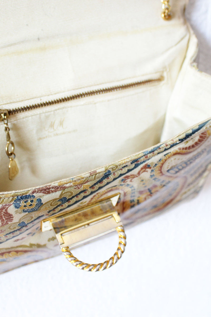 Painted Paisley Leather Convertible Bag