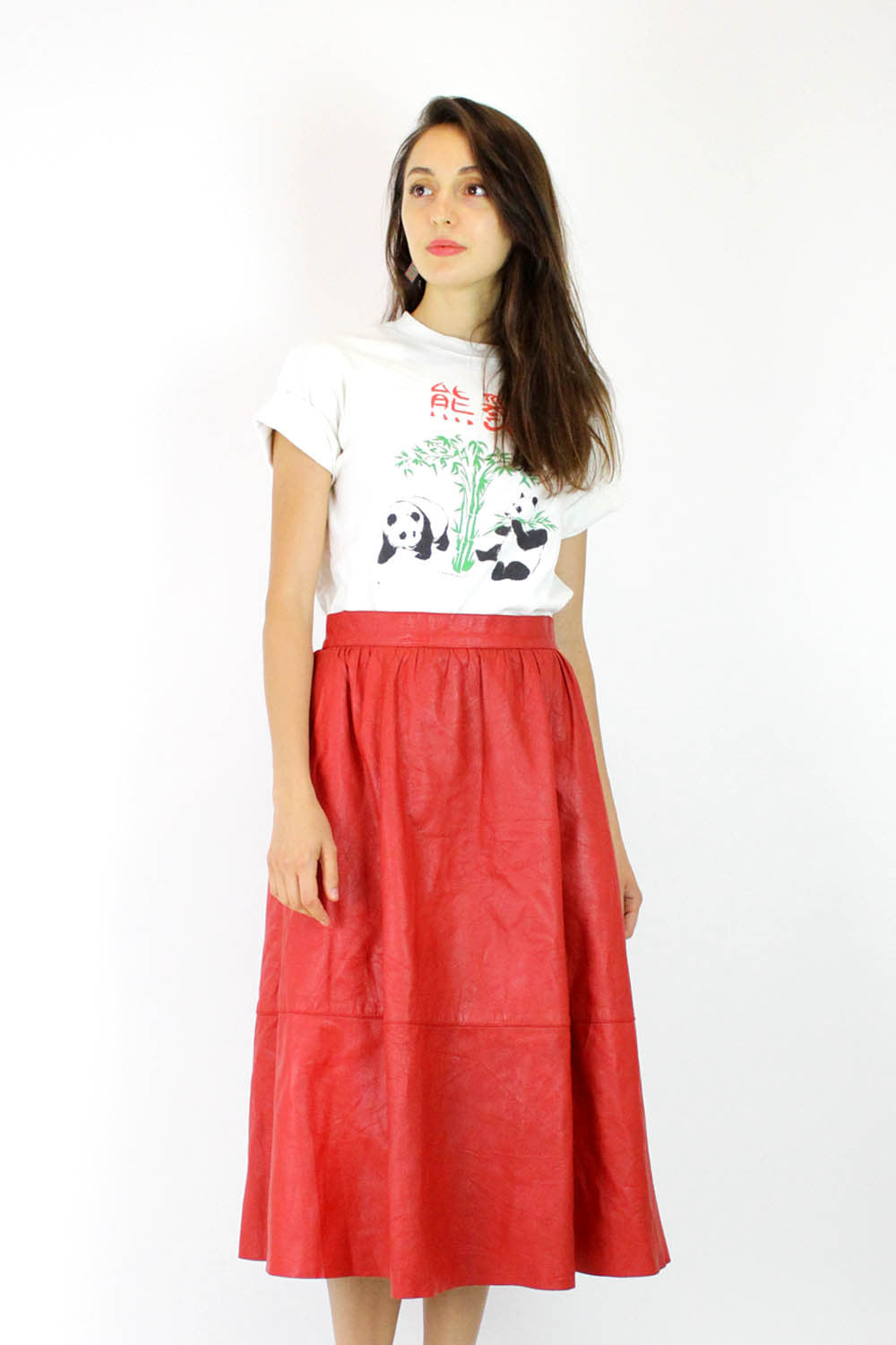 Scarlet Red Leather Skirt S/M