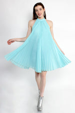 Tiffany Blue Accordion Halter Dress XS/S