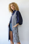Navy Stripe Long Vest