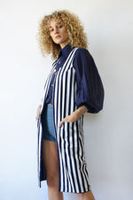 Navy Stripe Long Vest