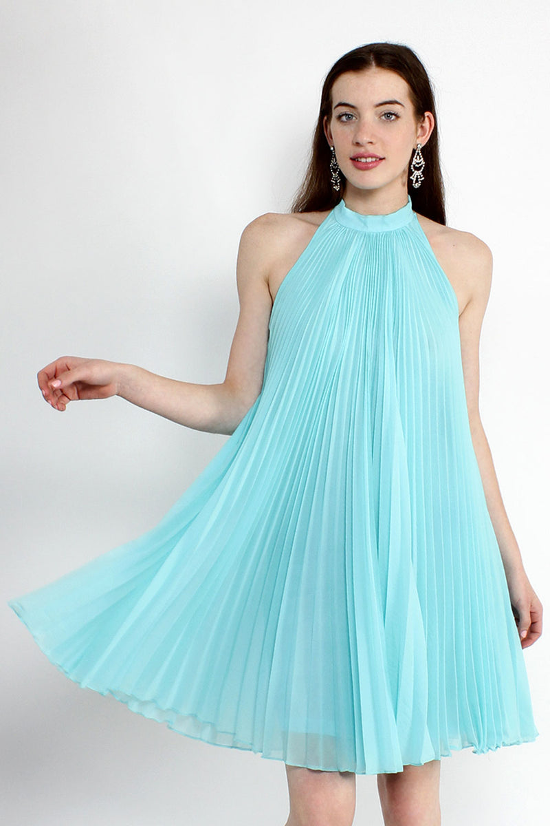 Tiffany Blue Accordion Halter Dress XS/S