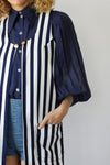 Navy Stripe Long Vest