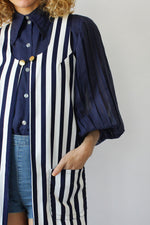 Navy Stripe Long Vest