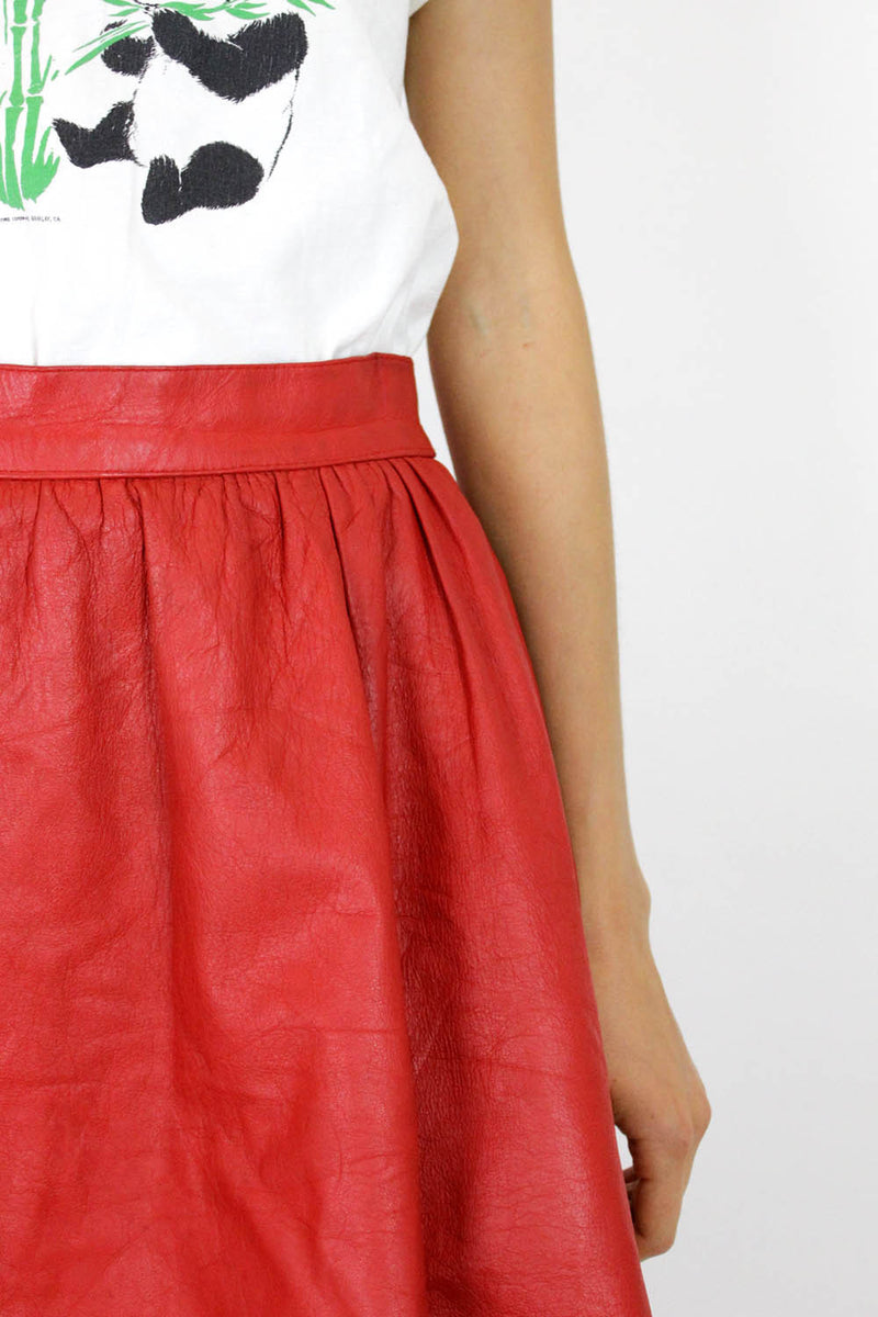 Scarlet Red Leather Skirt S/M