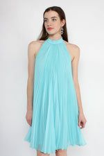 Tiffany Blue Accordion Halter Dress XS/S