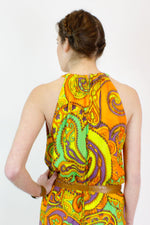 orange paisley vintage dress