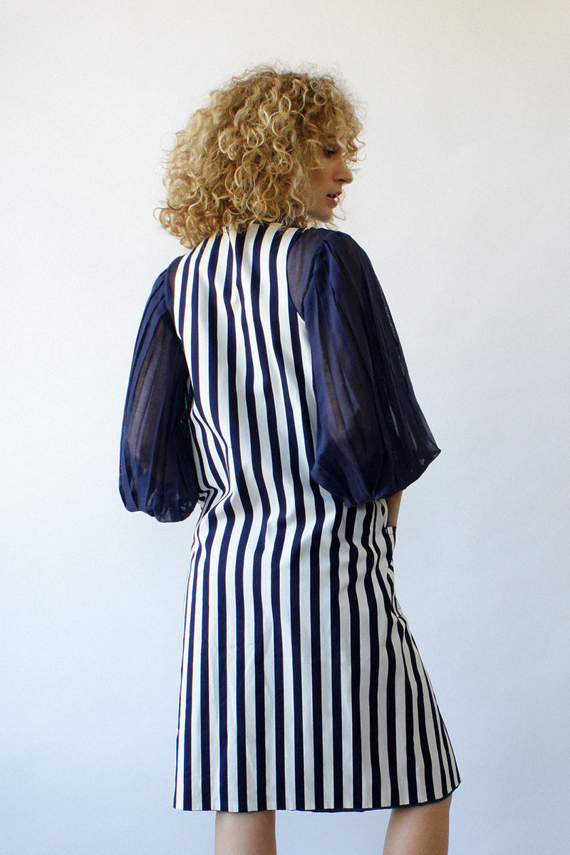 Navy Stripe Long Vest