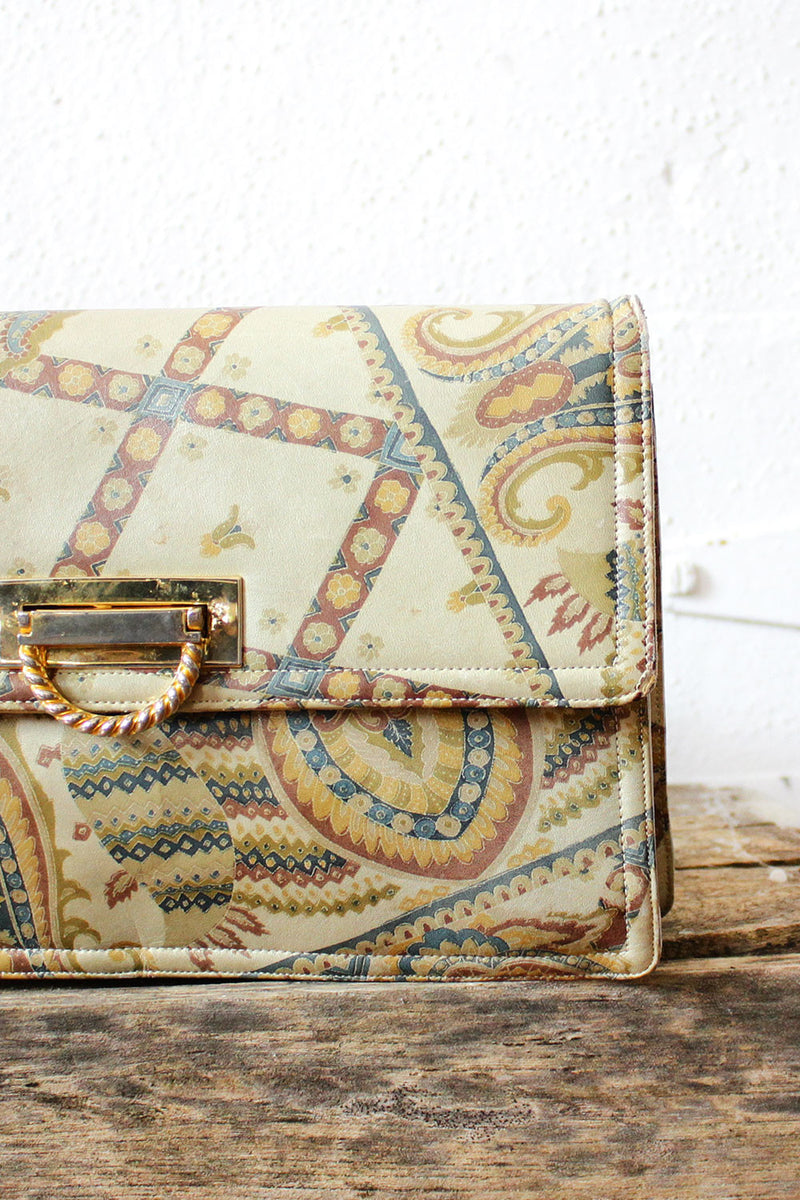 Painted Paisley Leather Convertible Bag