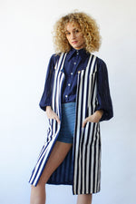 Navy Stripe Long Vest