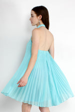 Tiffany Blue Accordion Halter Dress XS/S