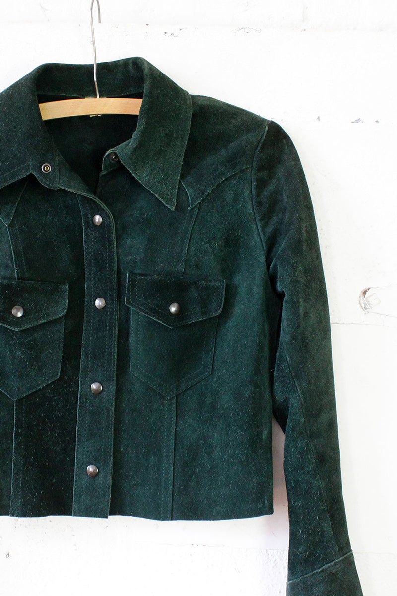 70s Forest Green Suede Jacket XS/S