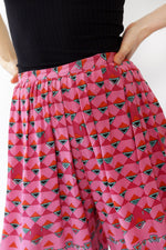 Magenta Prism Print Silk Gauchos S