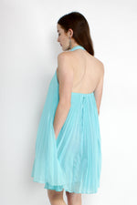 Tiffany Blue Accordion Halter Dress XS/S