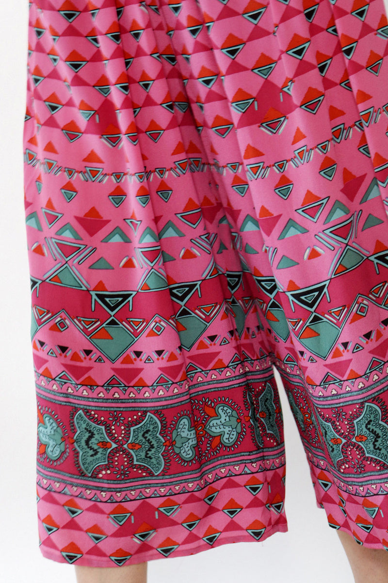Magenta Prism Print Silk Gauchos S