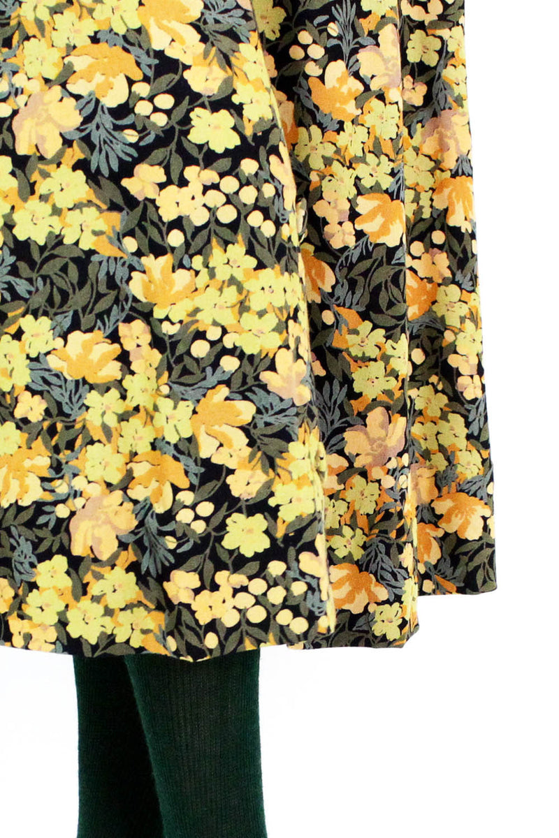 Golden Green Floral Skirt w/ Pockets M/L