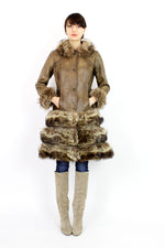 Highlander leather & fur coat S