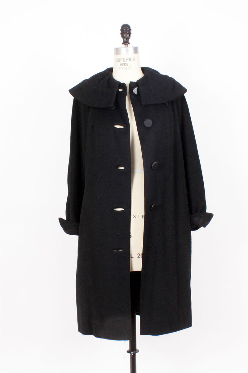 Soft Black Cocoon Coat S