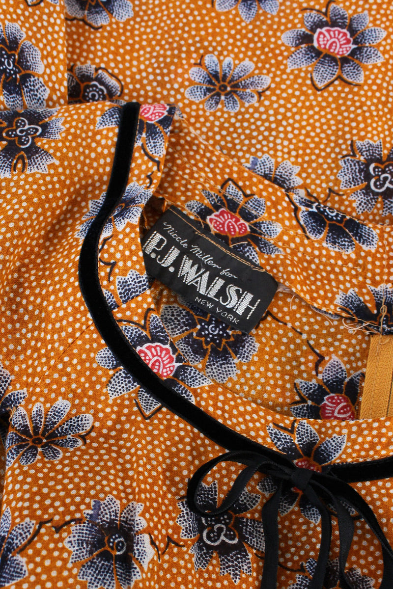 Nicole Miller 1970s Autumnal Floral Dress XS
