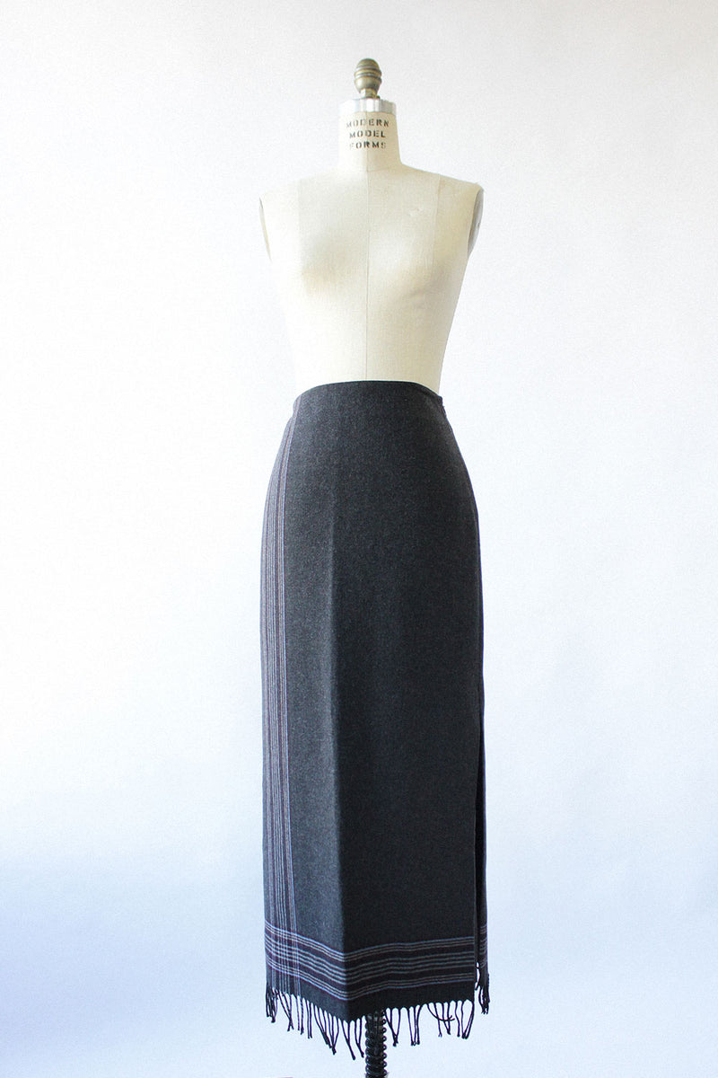 Charcoal Woolen Blanket Skirt S
