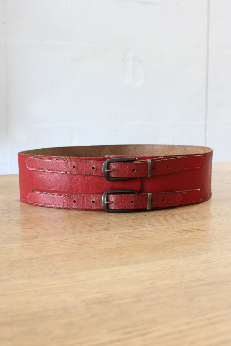 Red Leather Harness Belt