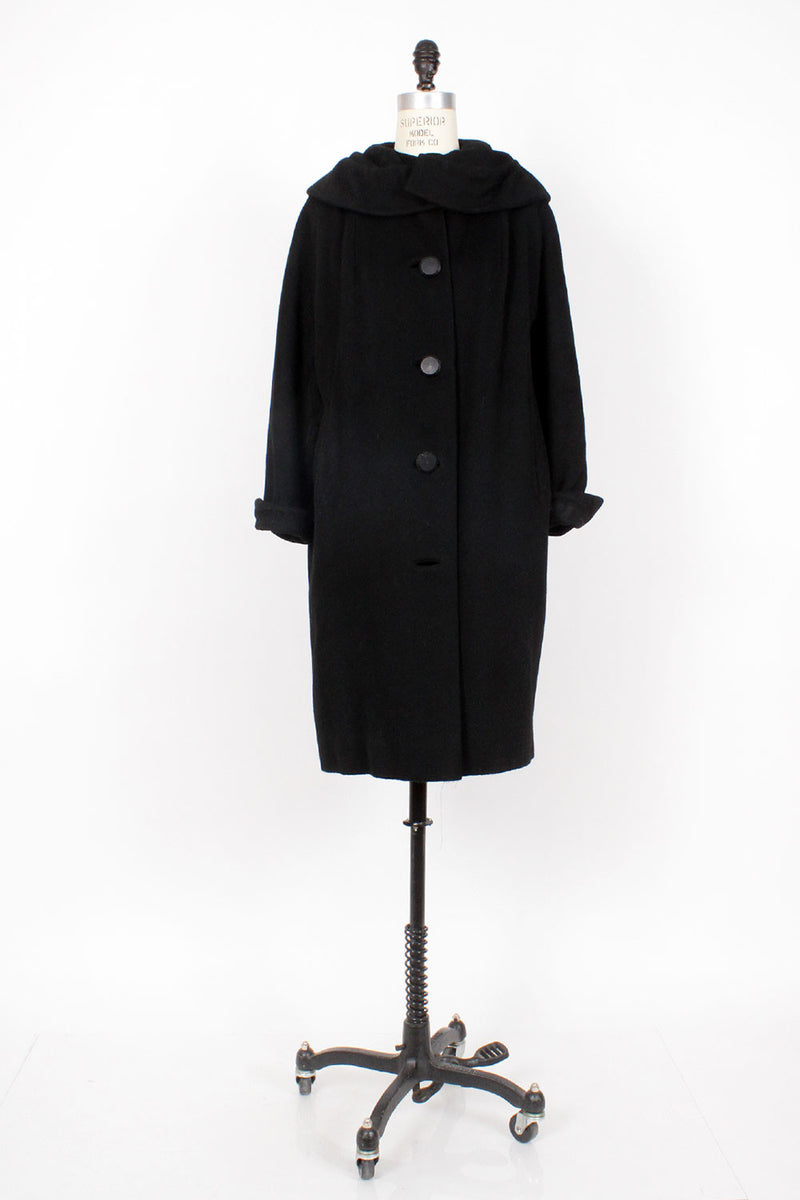 Soft Black Cocoon Coat S