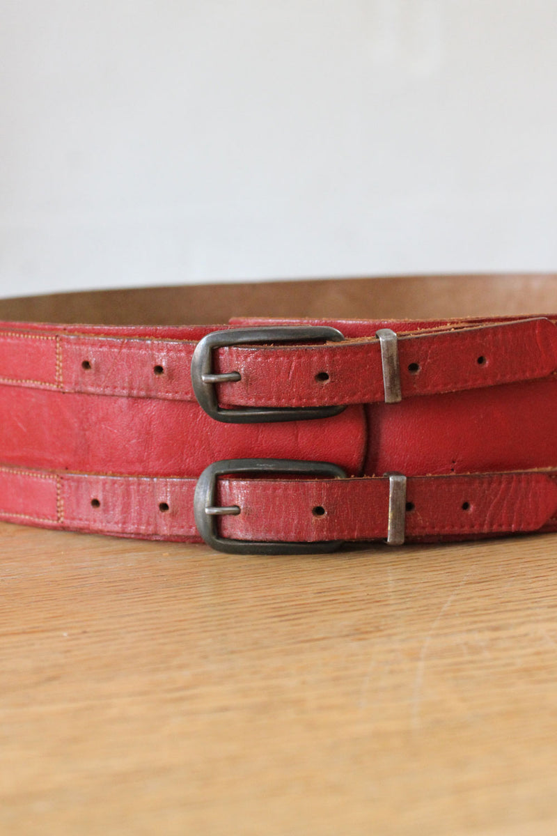 Red Leather Harness Belt