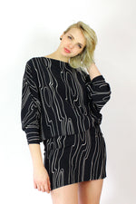 Woodgrain Dolman Sleeve Dress M