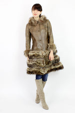 Highlander leather & fur coat S