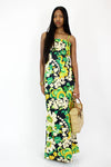 60s Tahiti Floral Maxi Dress S