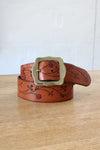 Floral Etched Leather Belt