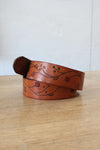 Floral Etched Leather Belt