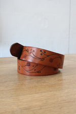 Floral Etched Leather Belt