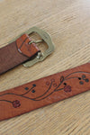 Floral Etched Leather Belt