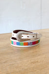 Southwest Rainbow White Leather Belt