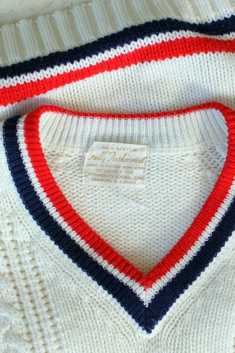 Preppy Cable V-neck Sweater XS/S