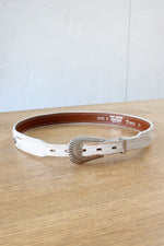 Southwest Rainbow White Leather Belt